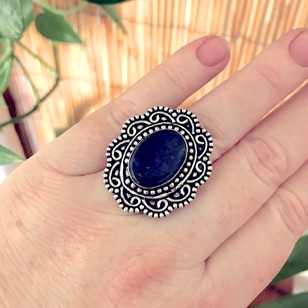 Lapis silver ring size 10 - Picture 2 of 4